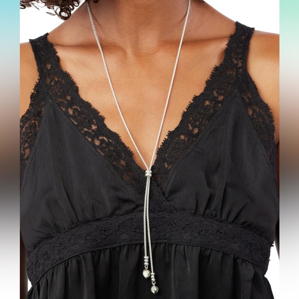 Lucky Brand Imitation Mother-of-Pearl Stone Lariat Necklace